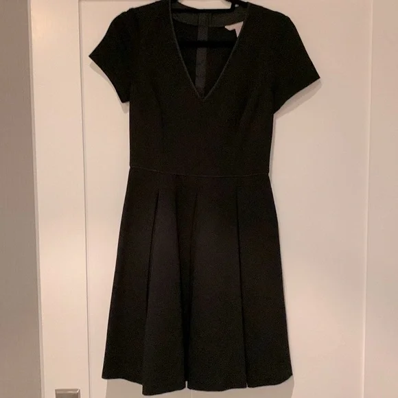slim fit dress slacks Black V Neck Fit & Flare Midi/Calf Length Dress main image 1